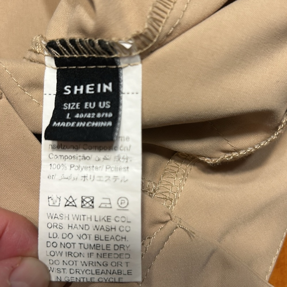 SHEIN EZwear Khaki High Waisted Cargo Pocket Jogger Pants Women’s Size Large - Picture 3 of 11